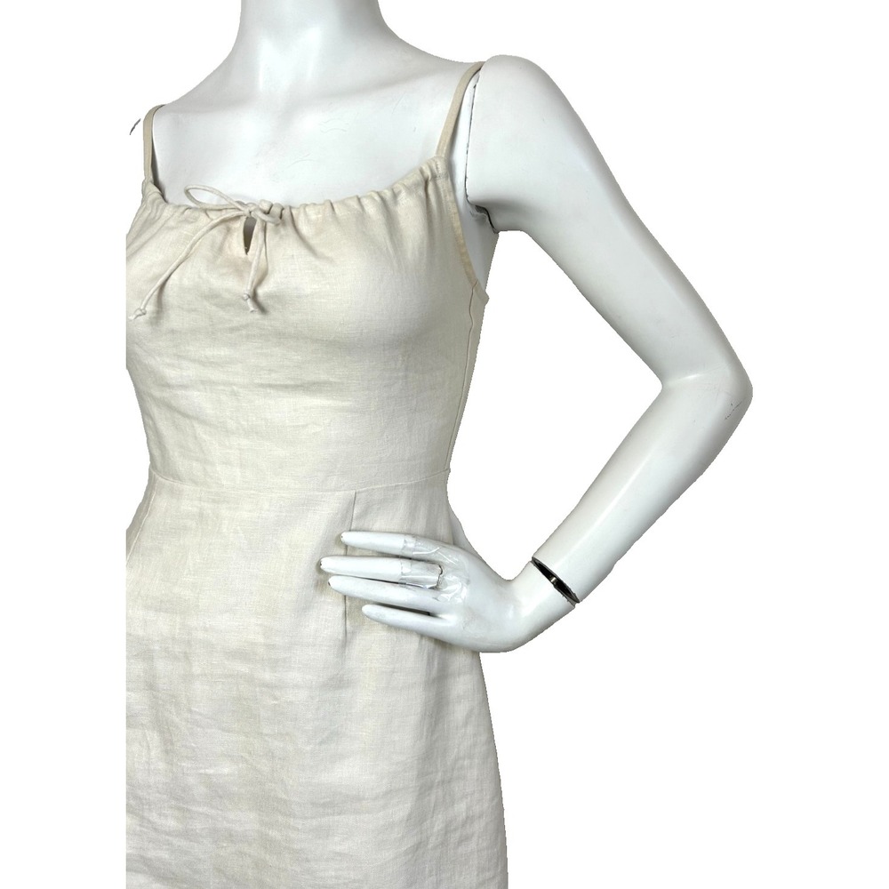 Reformation Violaine Linen Mini Dress Size 0 Beige Straps Adjustable Sleeveless - Picture 10 of 12
